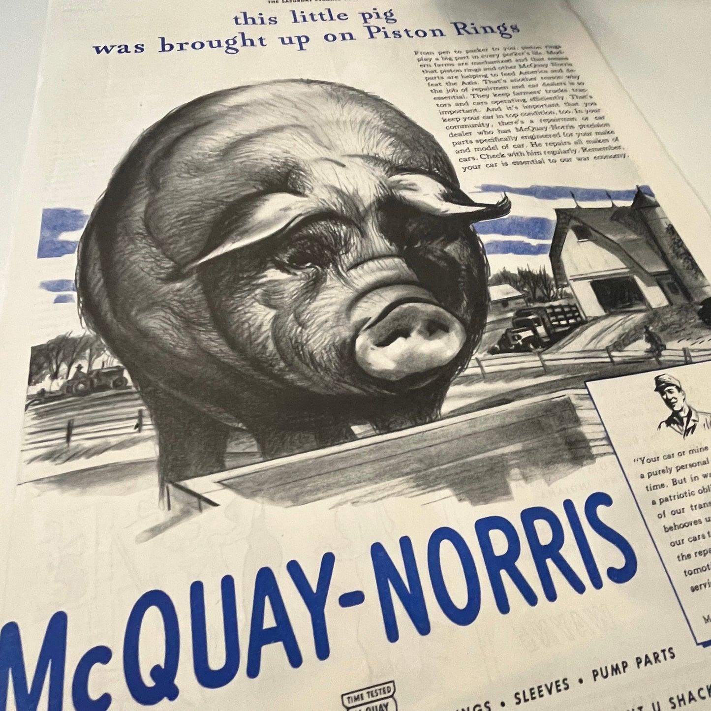 McQuay-Norris Piston Rings Pistons Pins Valves Bearings 1943 WWII Ad SV1-6