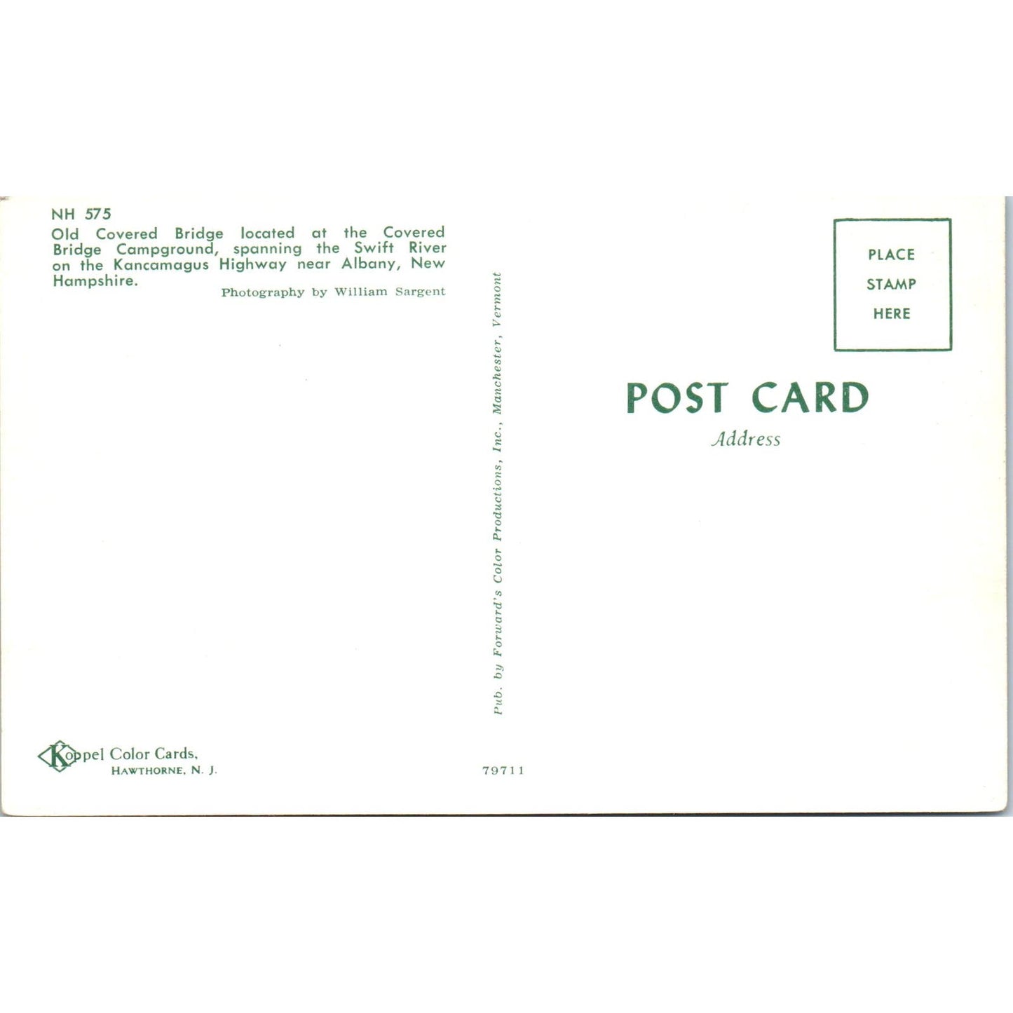 Covered Bridge Campground Albany NH Vintage Covered Bridge Postcard PC15