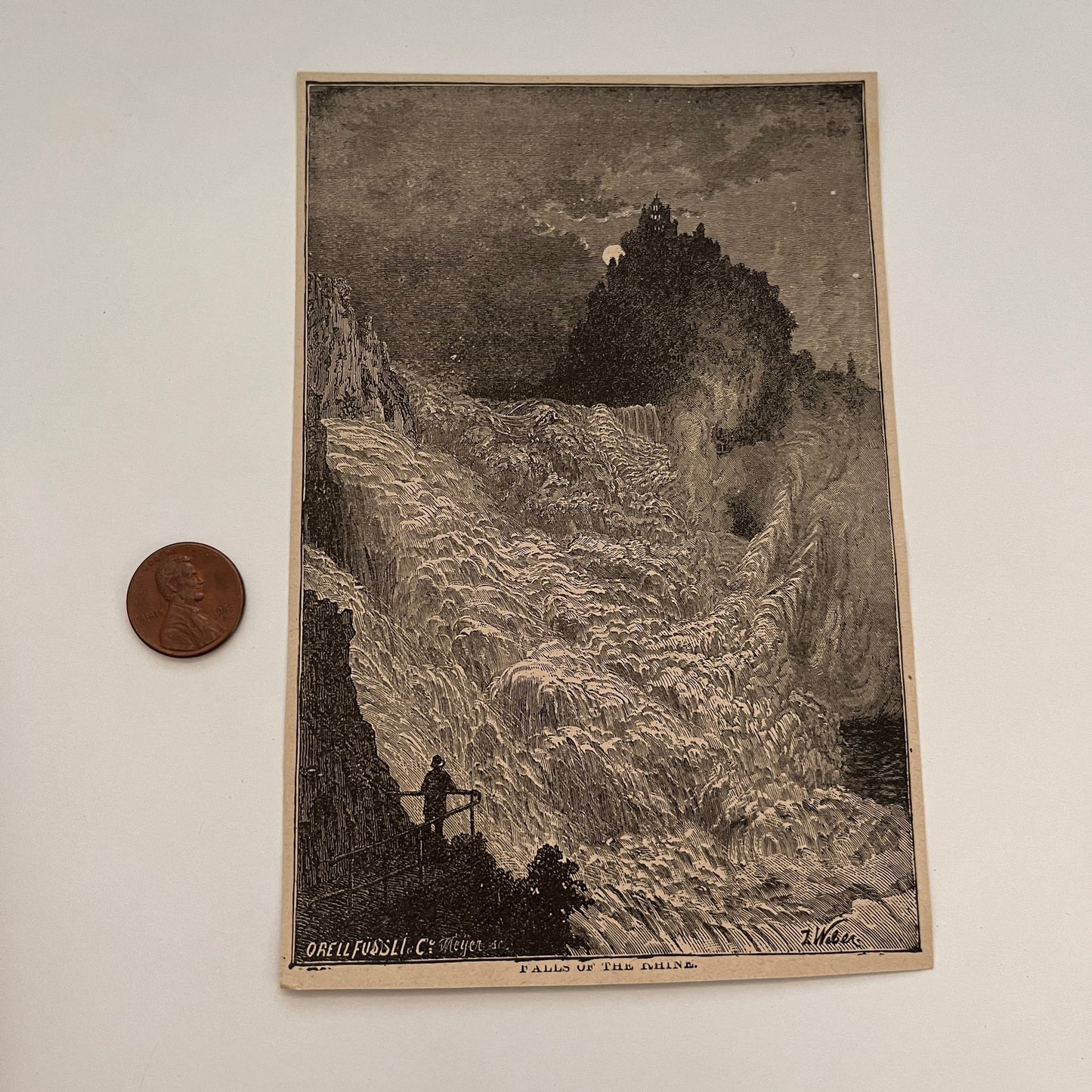 Falls of the Rhine Orell Fussli 1894 Art Engraving SAG4-8