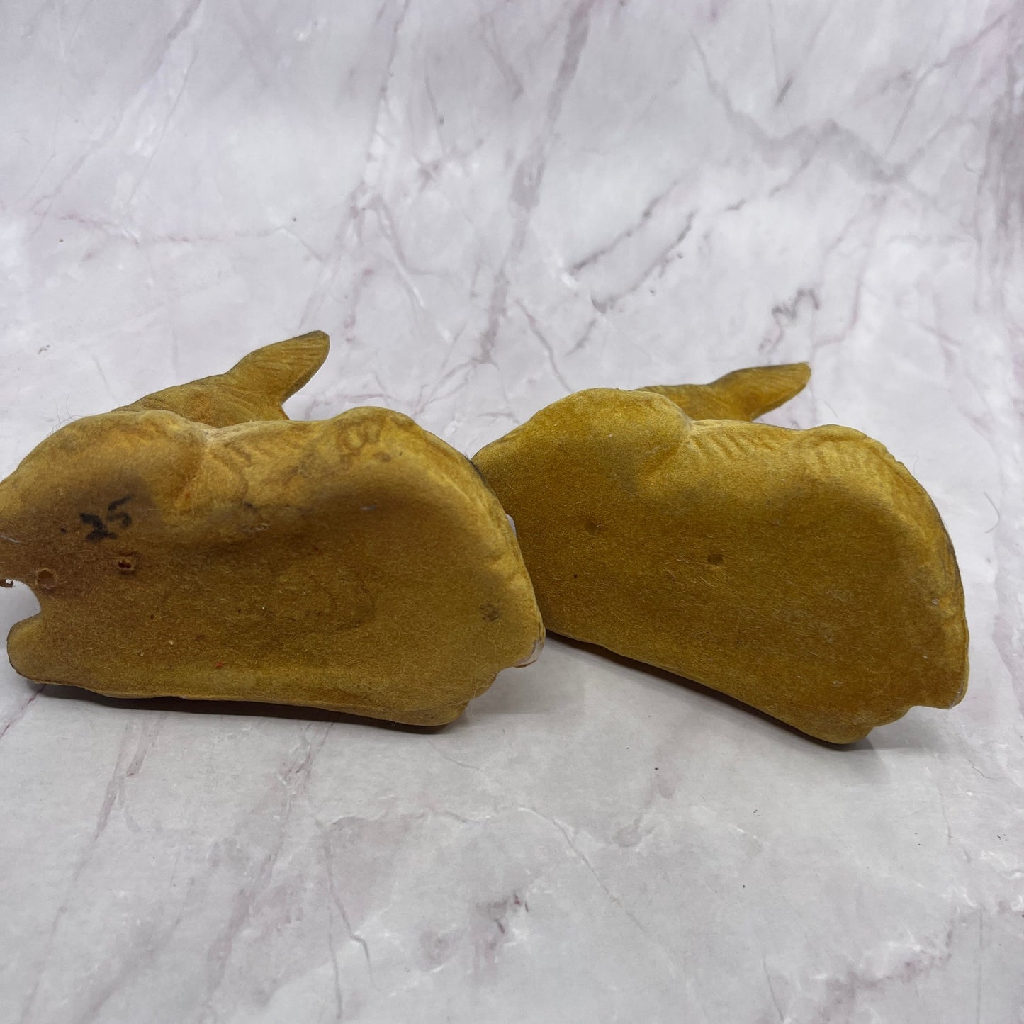 Vintage Felt Velvet Celluloid Toy Flocked Deer 5 x 5 Set of 2 TC5