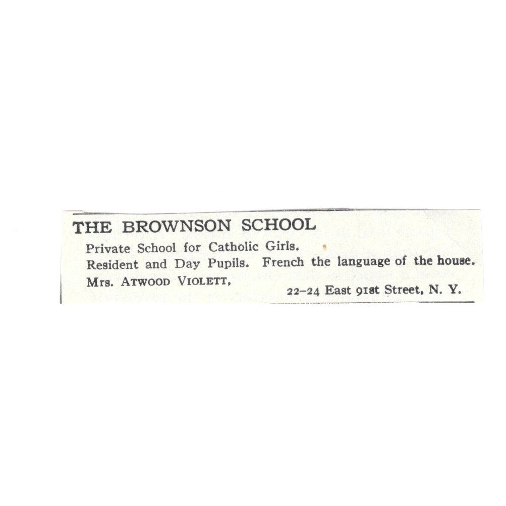 The Brownson School New York NY Mrs. Atwood Violett c1920 Harper's Ad AG4-S6
