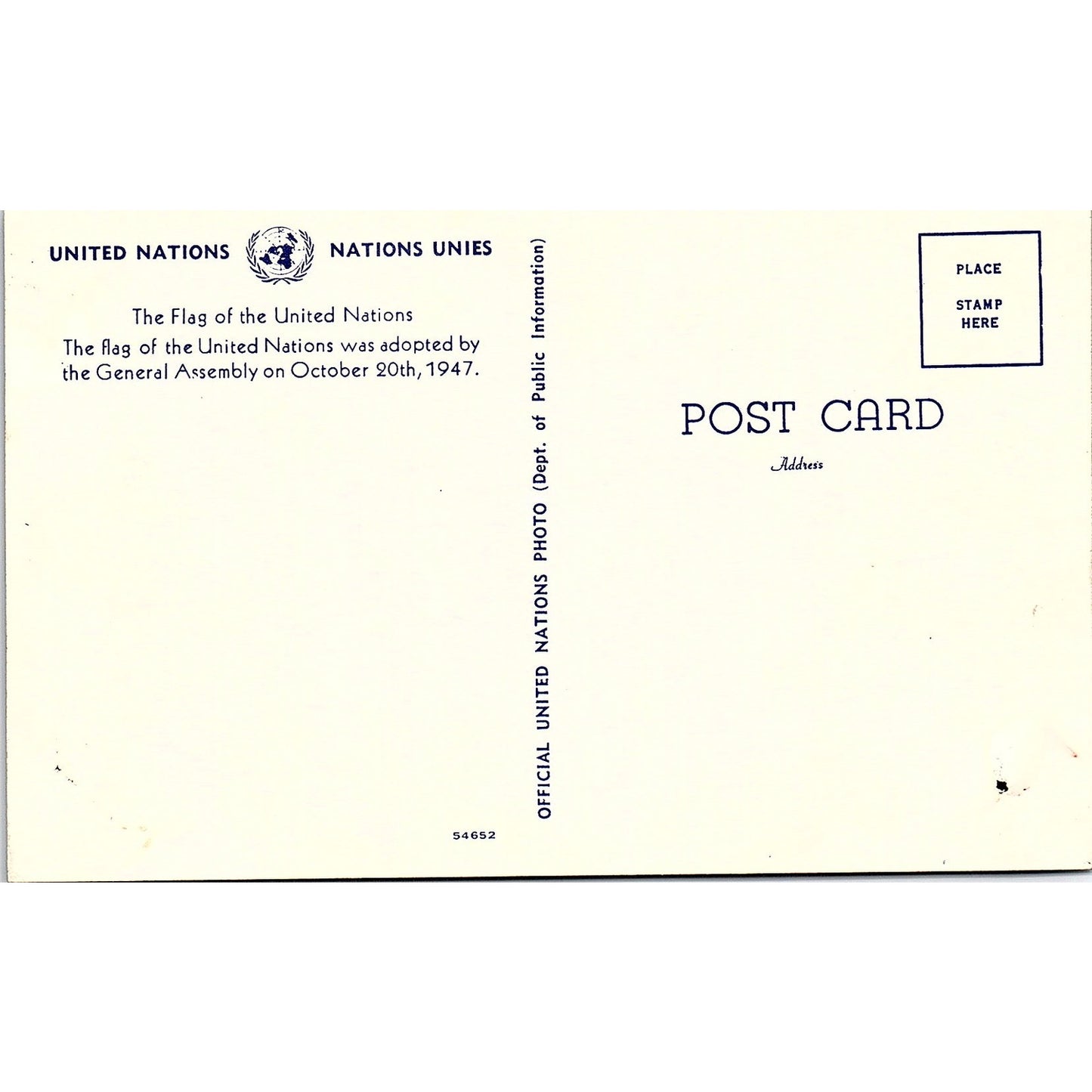 The Flag of the United Nations Vintage Postcard PE18