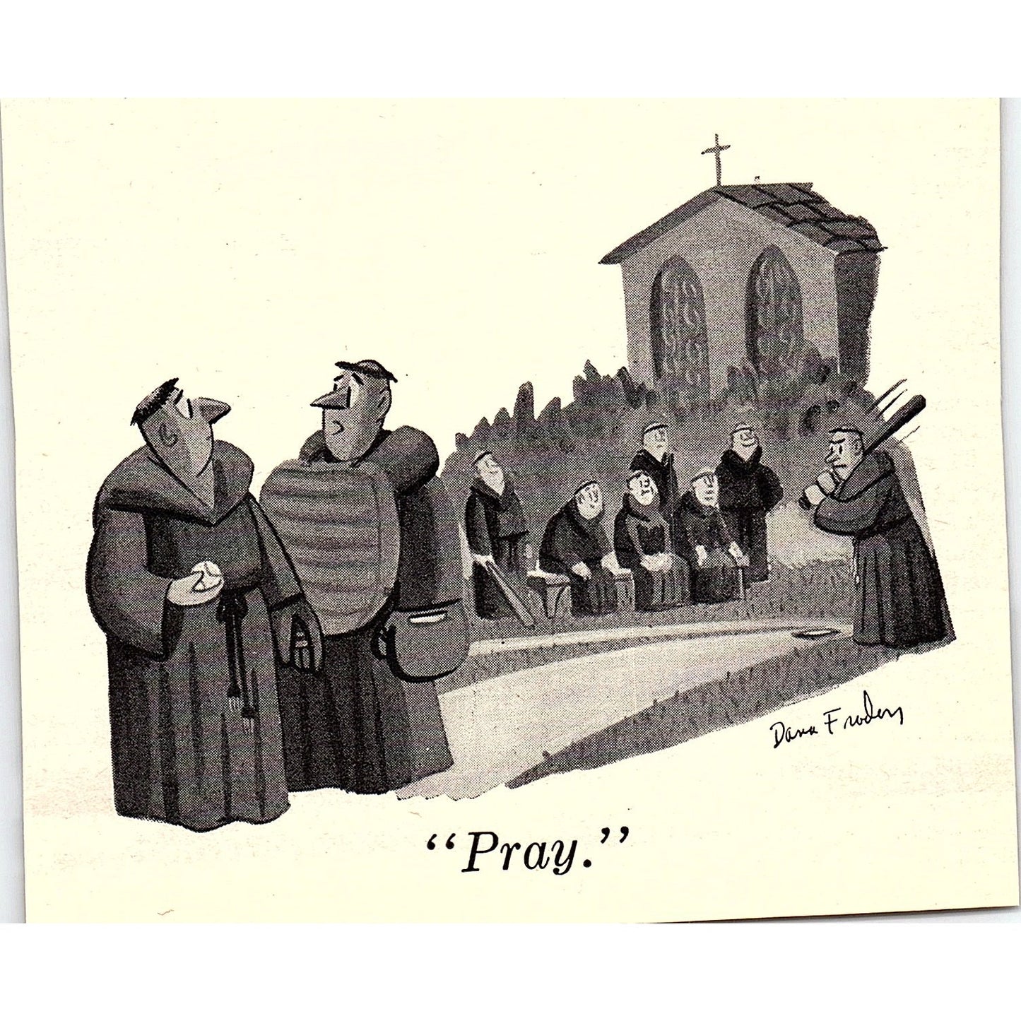 Monks Playing Baseball Dana Fradon Political Cartoon 1956 AG7-H2