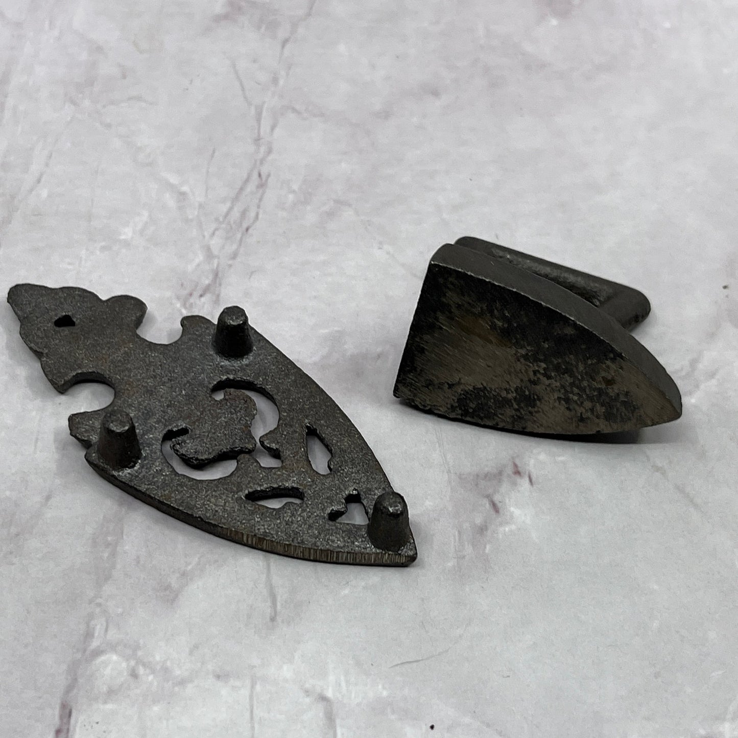 Vintage Cast Iron Miniature Trivet and Iron Set SB7