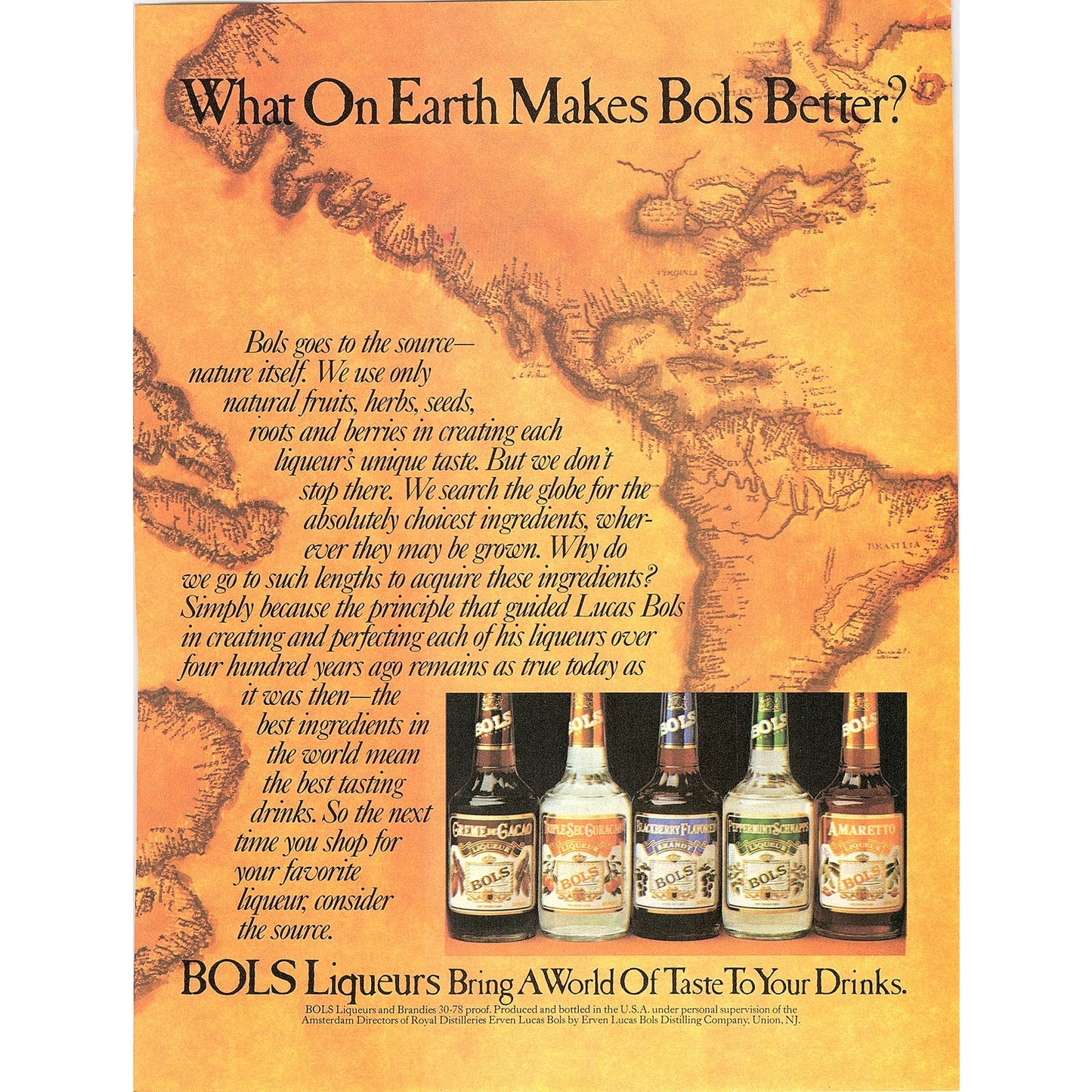 Erven Lucas Bols Liqueurs Union NJ 8x11" 1983 Ad D26