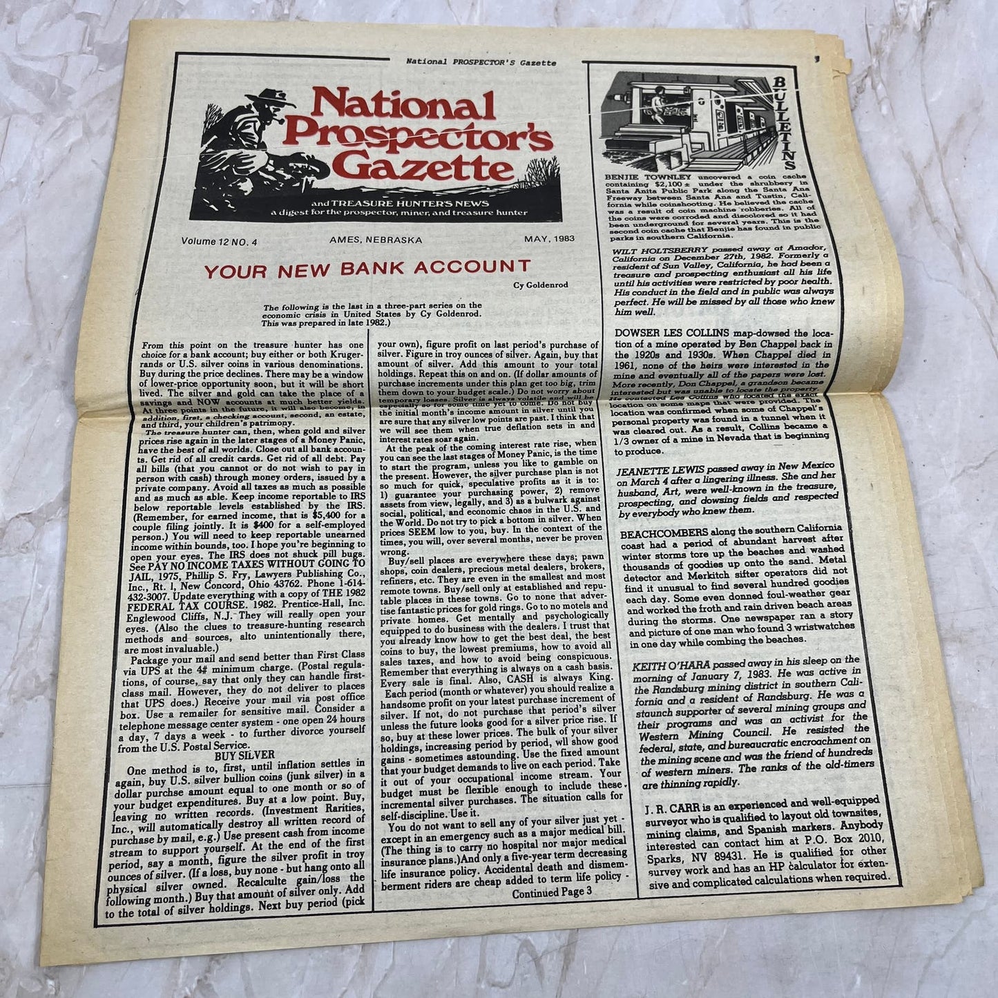 1982 May - The National Prospector's Gazette Newspaper - Treasure Hunting M11
