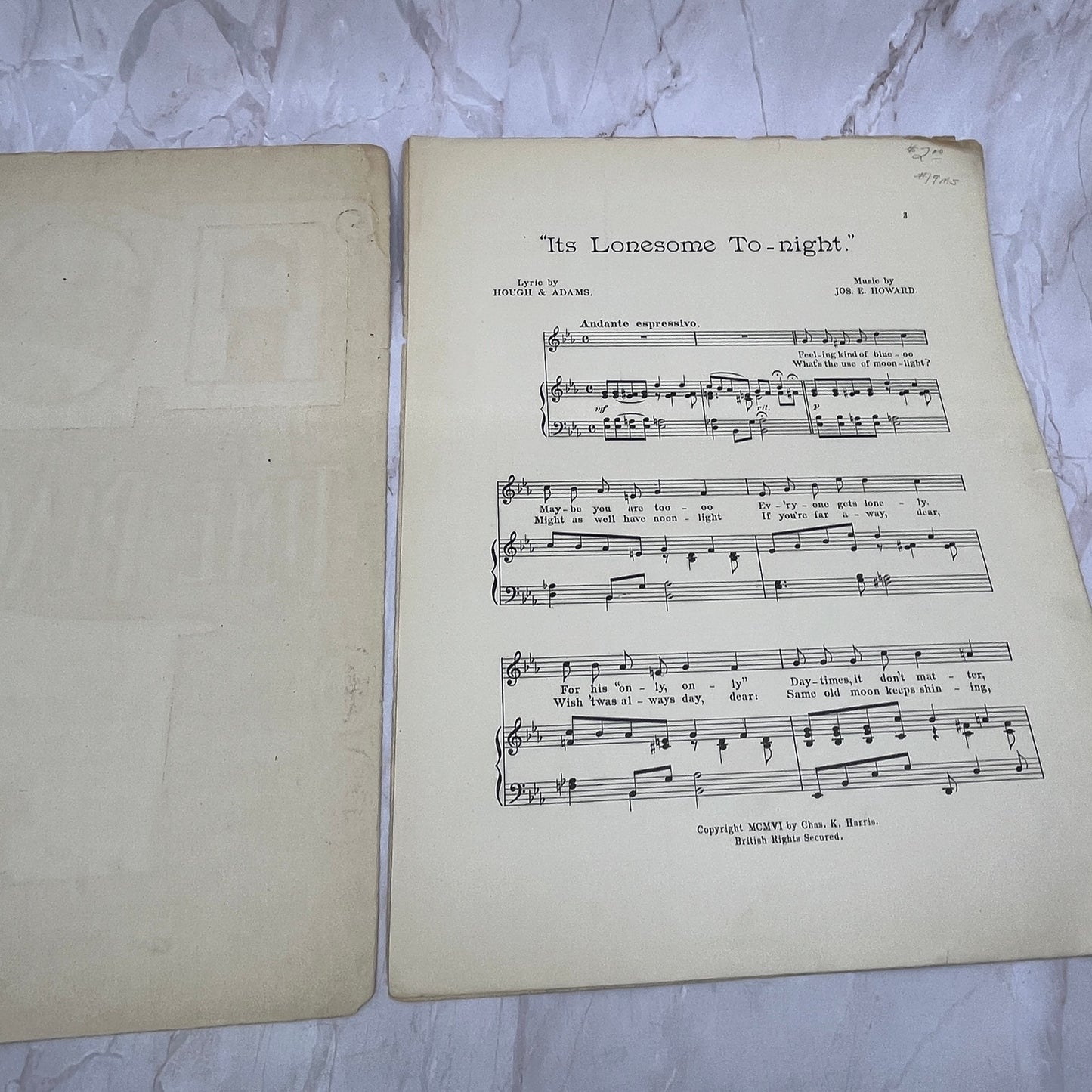 1906 The Time The Place The Girl It's Lonesome To Night Antique Sheet Music Ti5