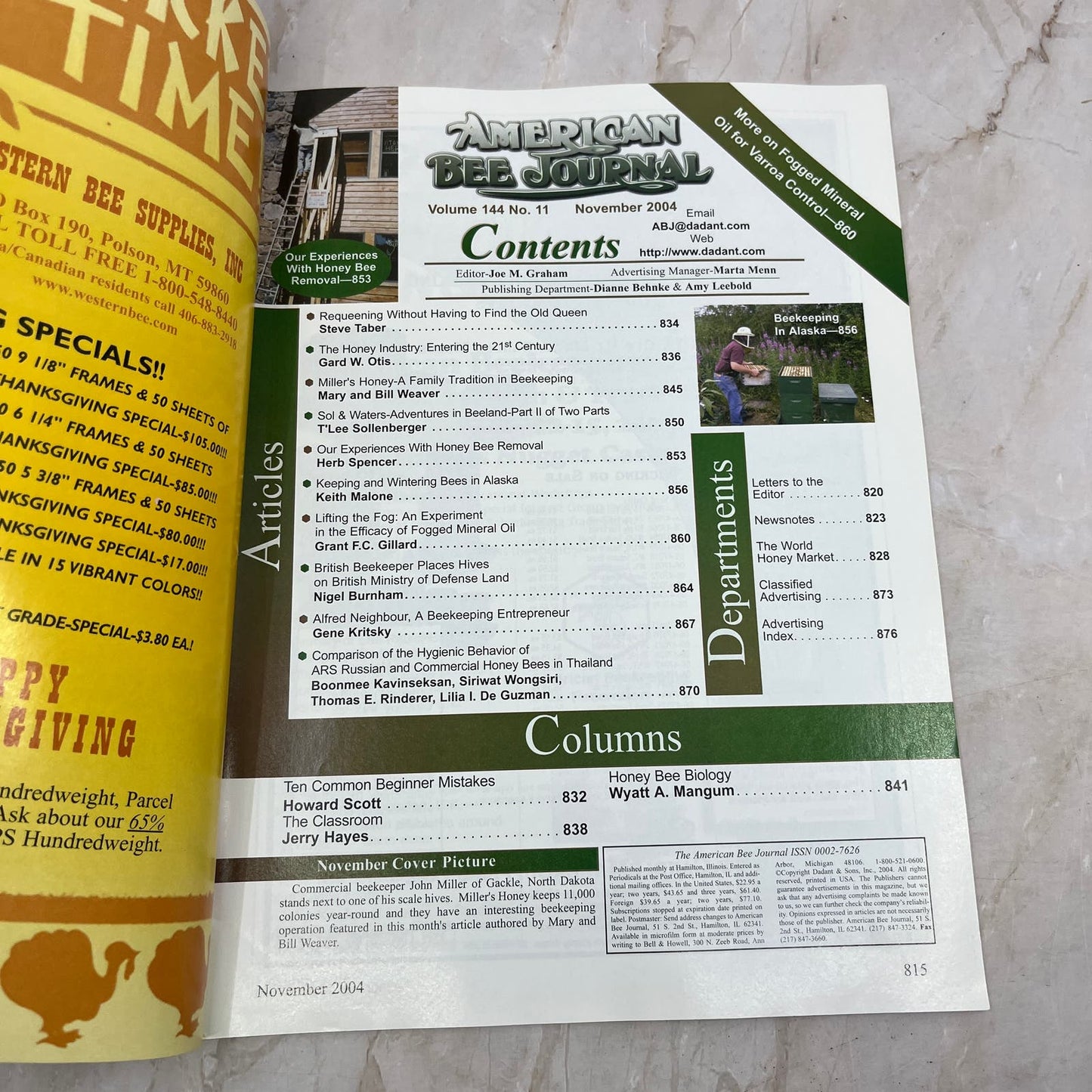 2004 Nov American Bee Journal Magazine Bees Beekeeping Honey M7