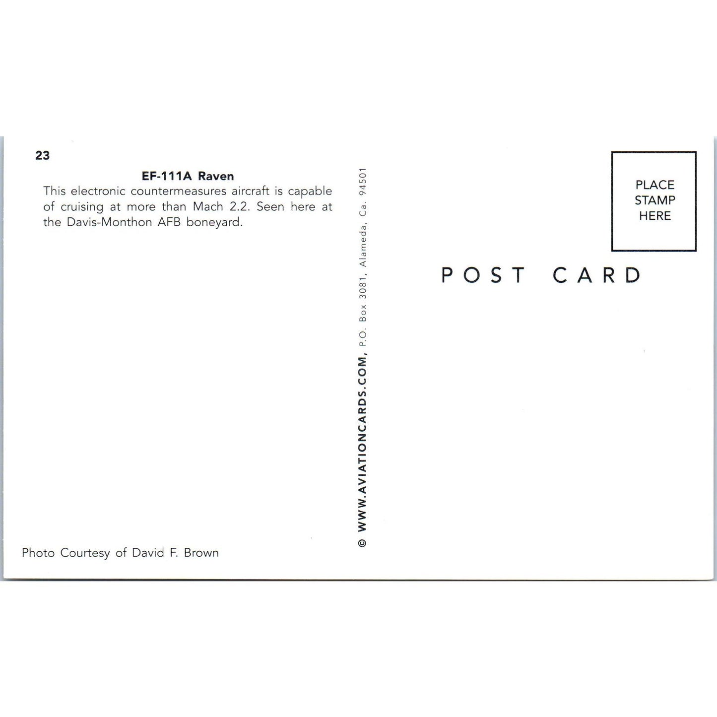 EF-111A Raven Vintage Postcard TG8-PC