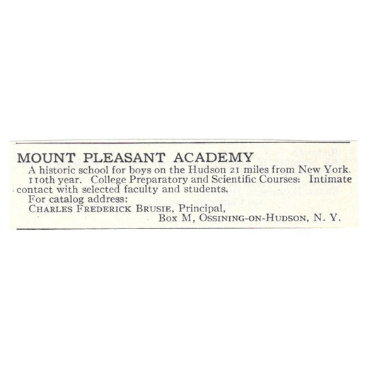 Mount Pleasant Academy Charles Frederick Brusie Ossining NY 1924 Ad AD8-O6