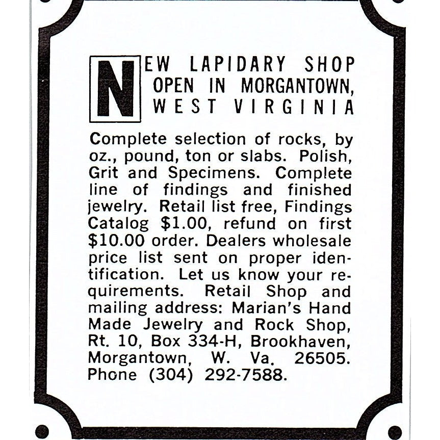 Milltons Lapidary Supply Mountain View CA 1972 Ad AF8-M1