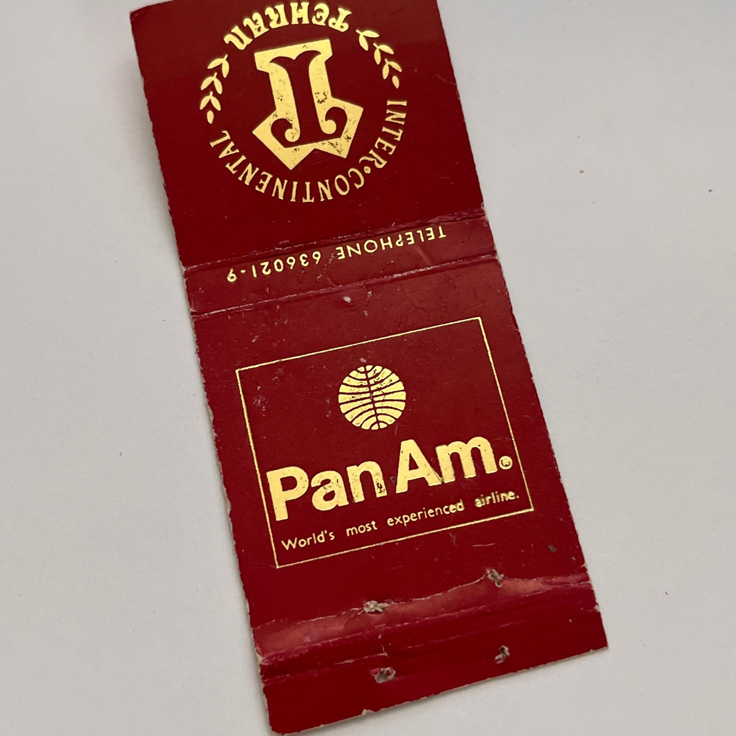 Pan Am Airlines Intercontinental Tehran Vintage Matchbook TB6-MB2-15
