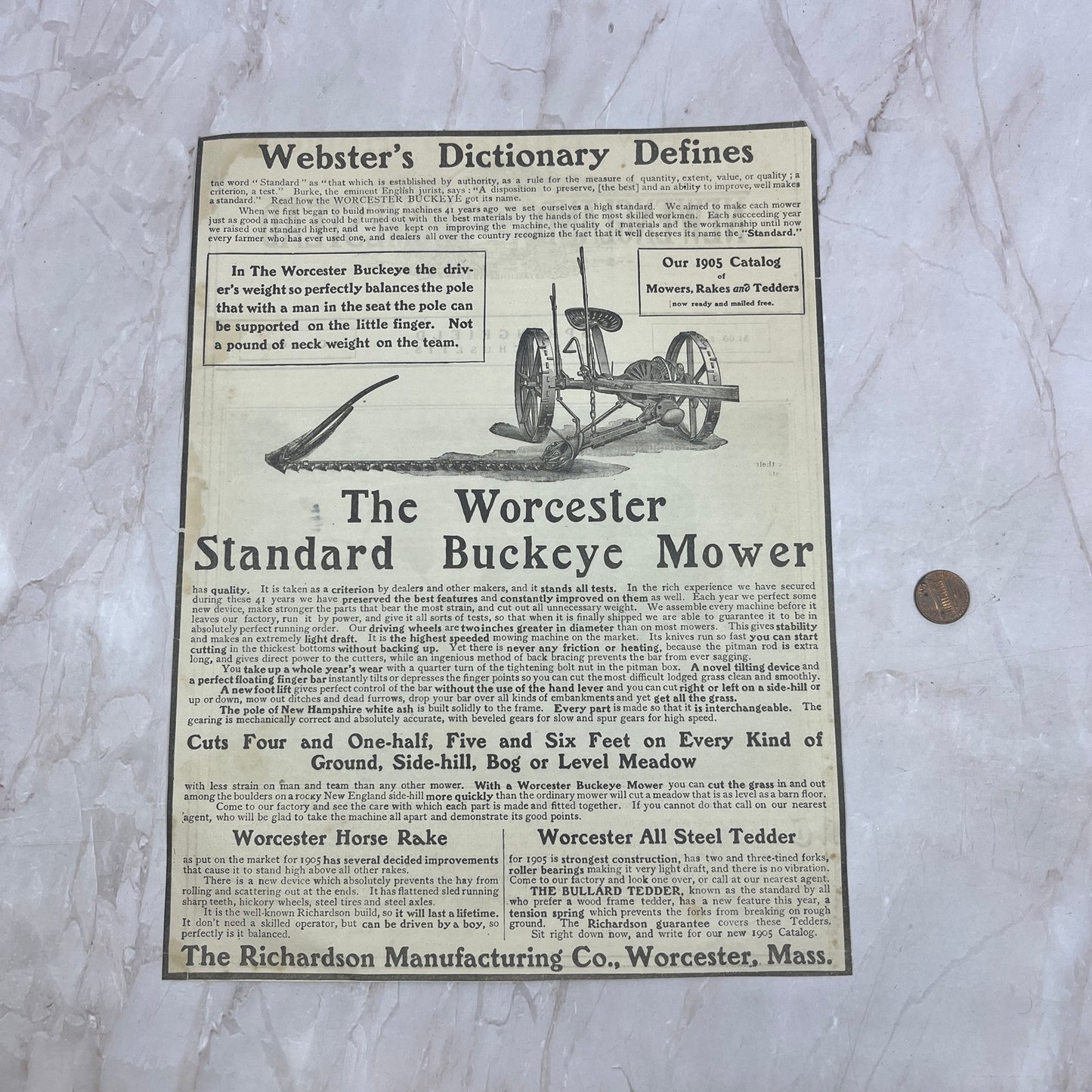 The Worcester Standard Buckeye Mower Richardson Mfg Co 1905 Magazine Ad FL6-11