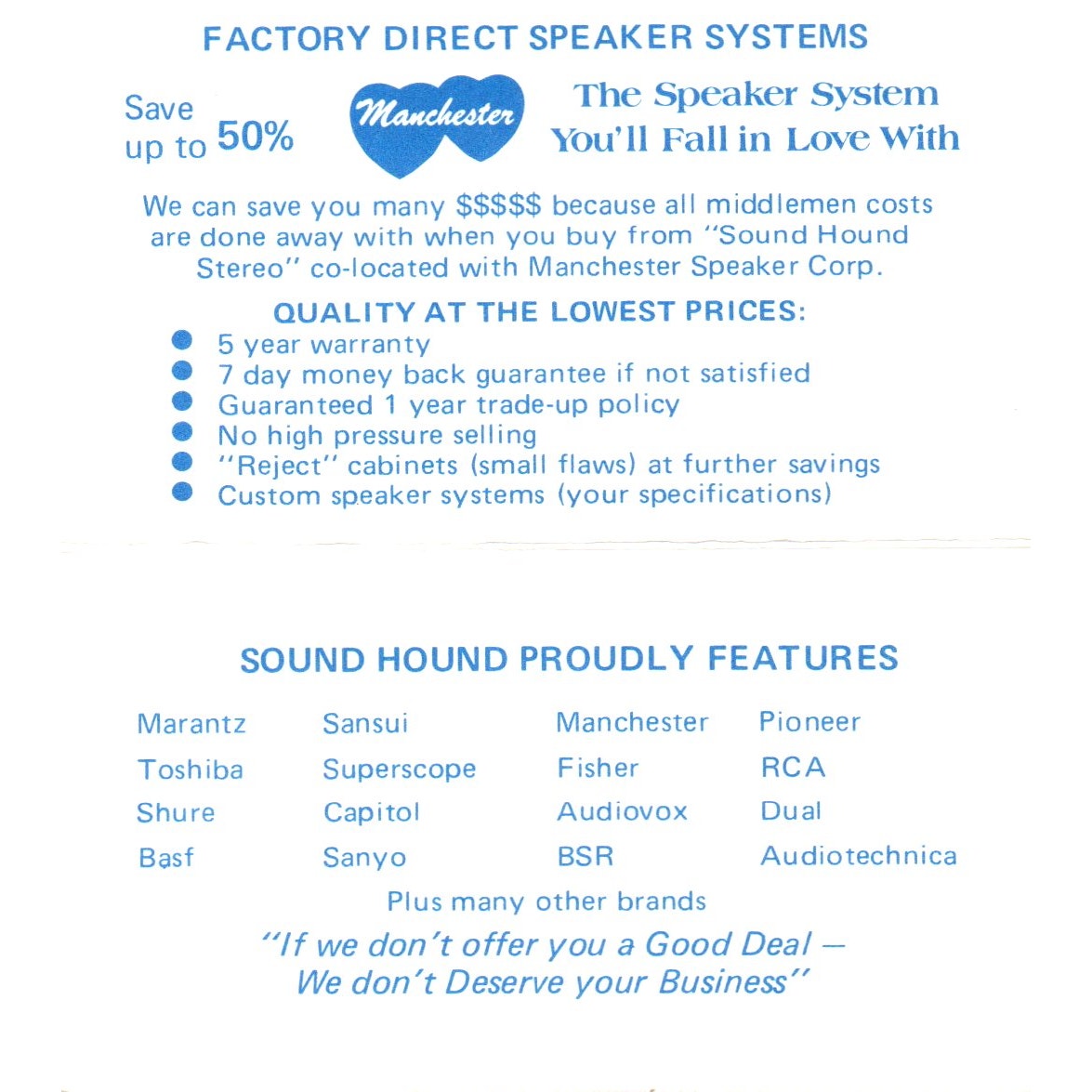 Sound Hound Stereo Westminster Fountain Valley Vintage Business Card SD8-B20