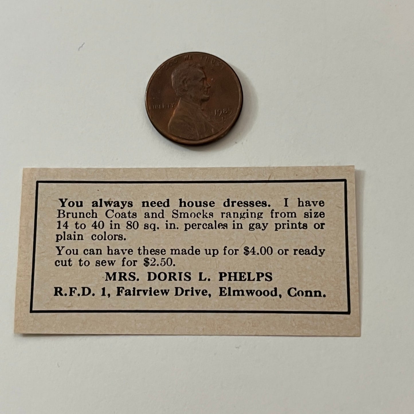 Mrs. Doris L. Phelps R.F.D. Elmwood CT 1952 Yankee Magazine Ad SAG5-S3