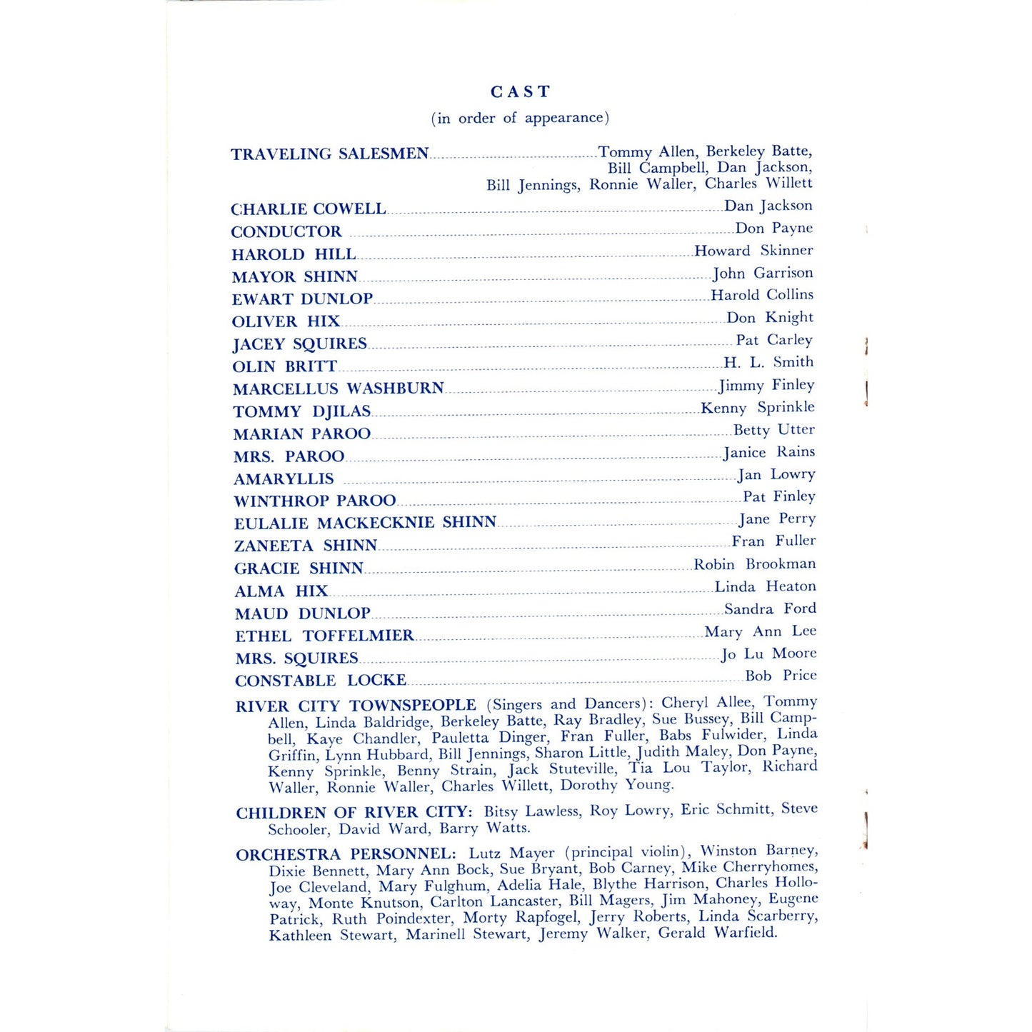 1963 Texas Wesleyan College - The Music Man Program AB8-RS1