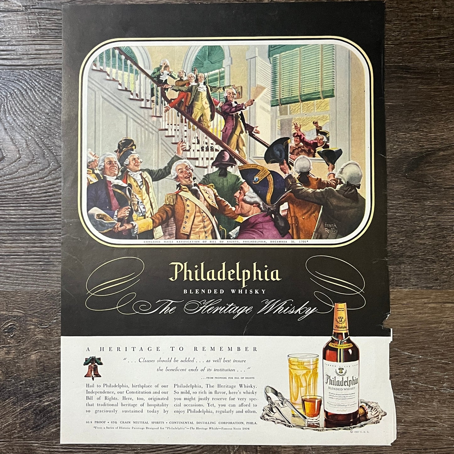 Philadelphia Blended Whiskey Philadelphia Congress 1791 - Magazine Ad 10x14 V10