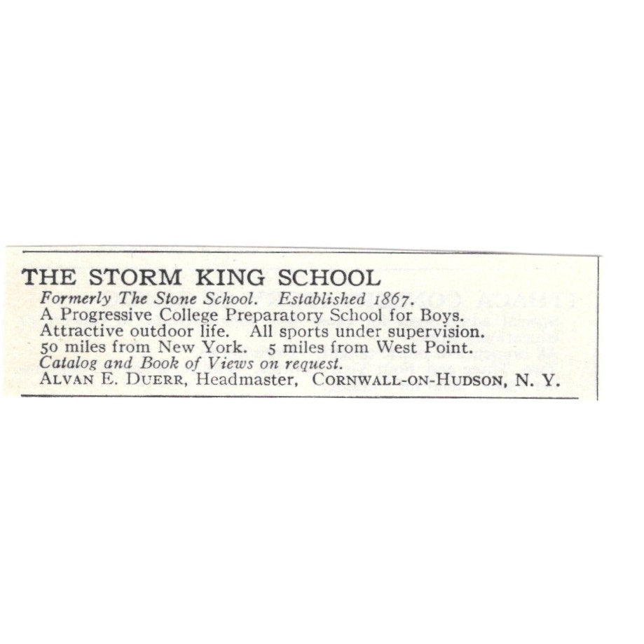 The Storm King School Alvan E. Duerr Cornwall on Hudson 1924 Magazine Ad AD8-O9