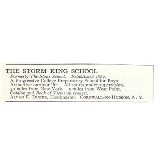 The Storm King School Alvan E. Duerr Cornwall on Hudson 1924 Magazine Ad AD8-O9