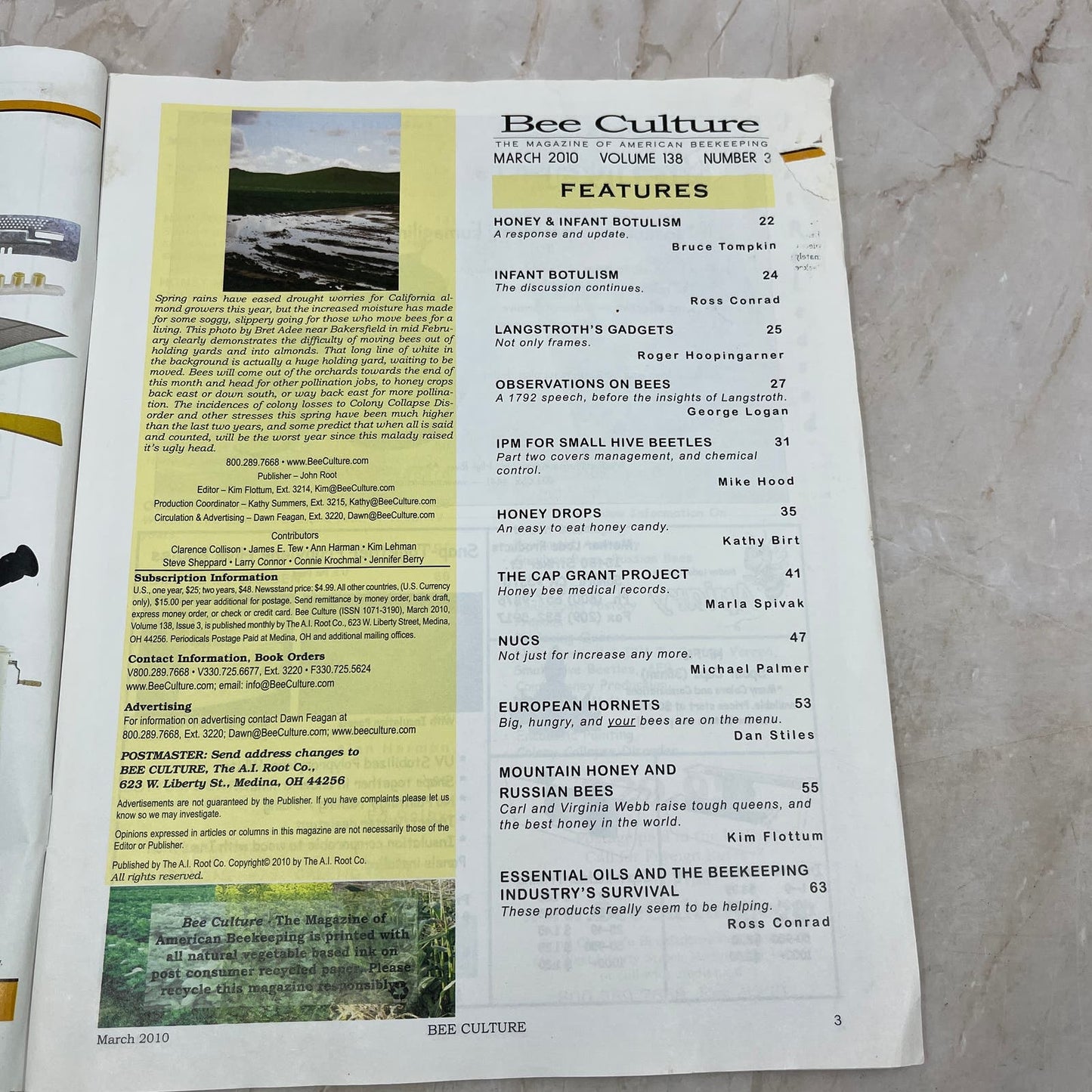 2010 March Bee Culture Magazine Bees Beekeeping Honey M8