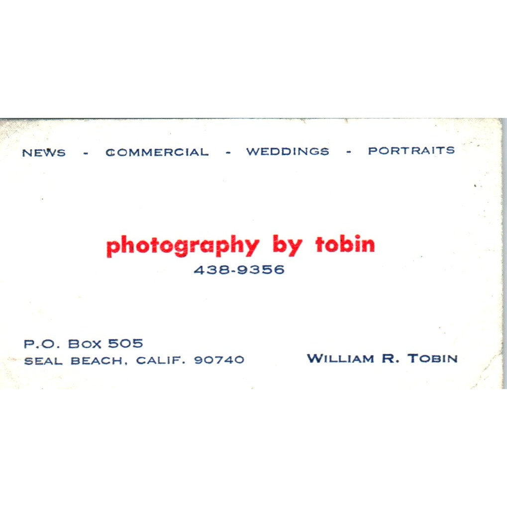 Photography by William R. Tobin Seal Beach CA Vintage Business Card SD8-B17