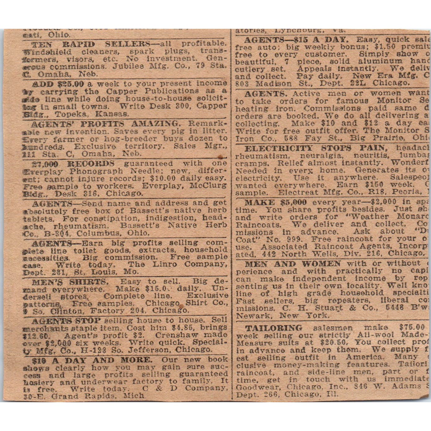 Ritholz Spectacle Co. Chicago Free Eyeglasses Trial 1923 Magazine Ad Clip AE1-2