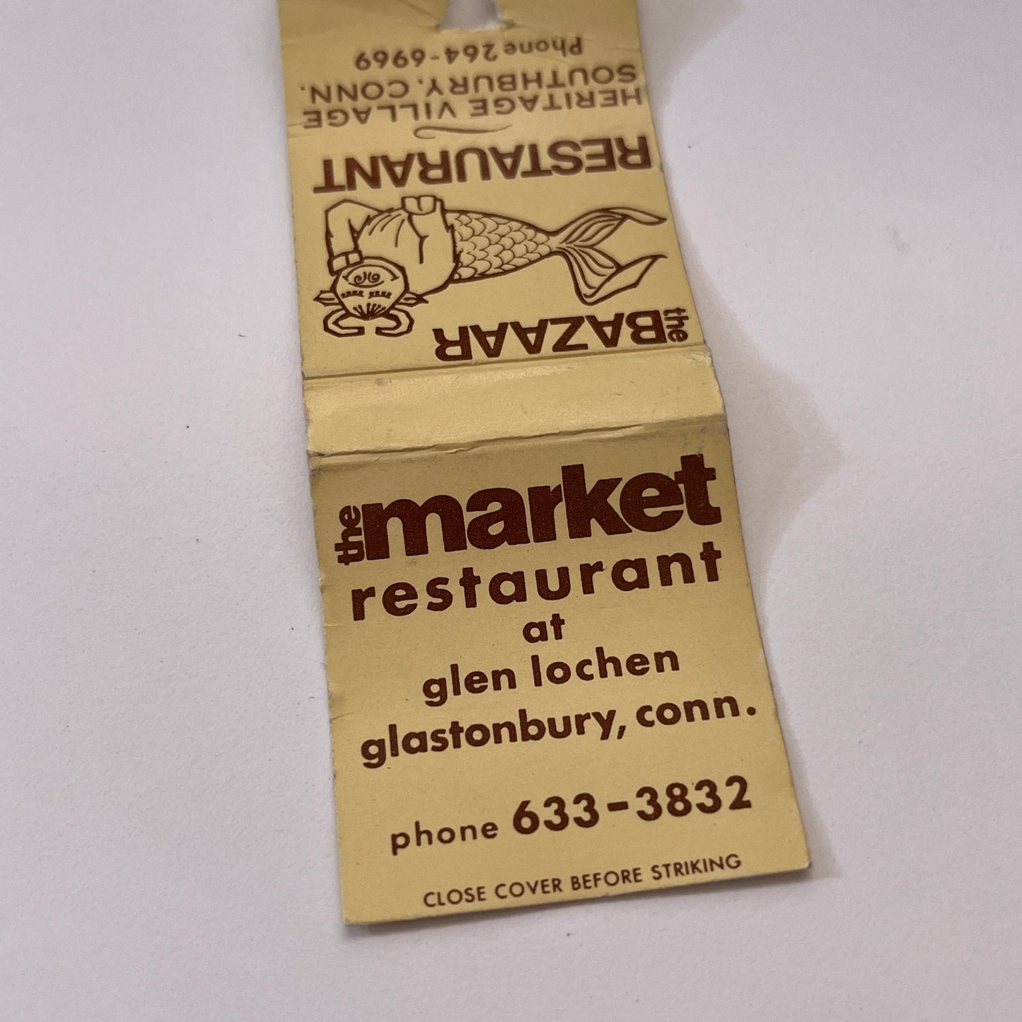 The Bazaar Restaurant Heritage Village Southbury CT Matchbook Cover TB6-MB1-10