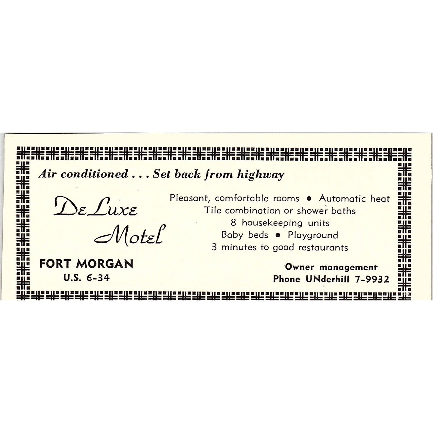 DeLuxe Motel Fort Morgan CO 1958 Ad AG1-M3