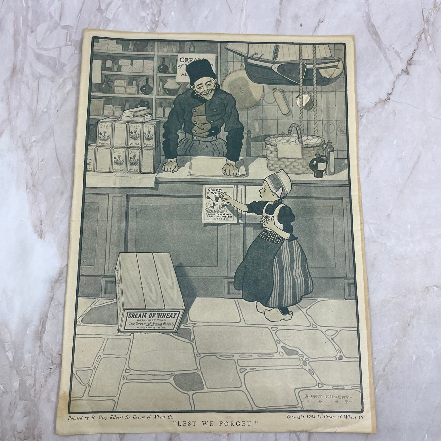 1917 Cream of Wheat Lest We Forget Kilvert 10x13 Magazine Advertisement FL6-7