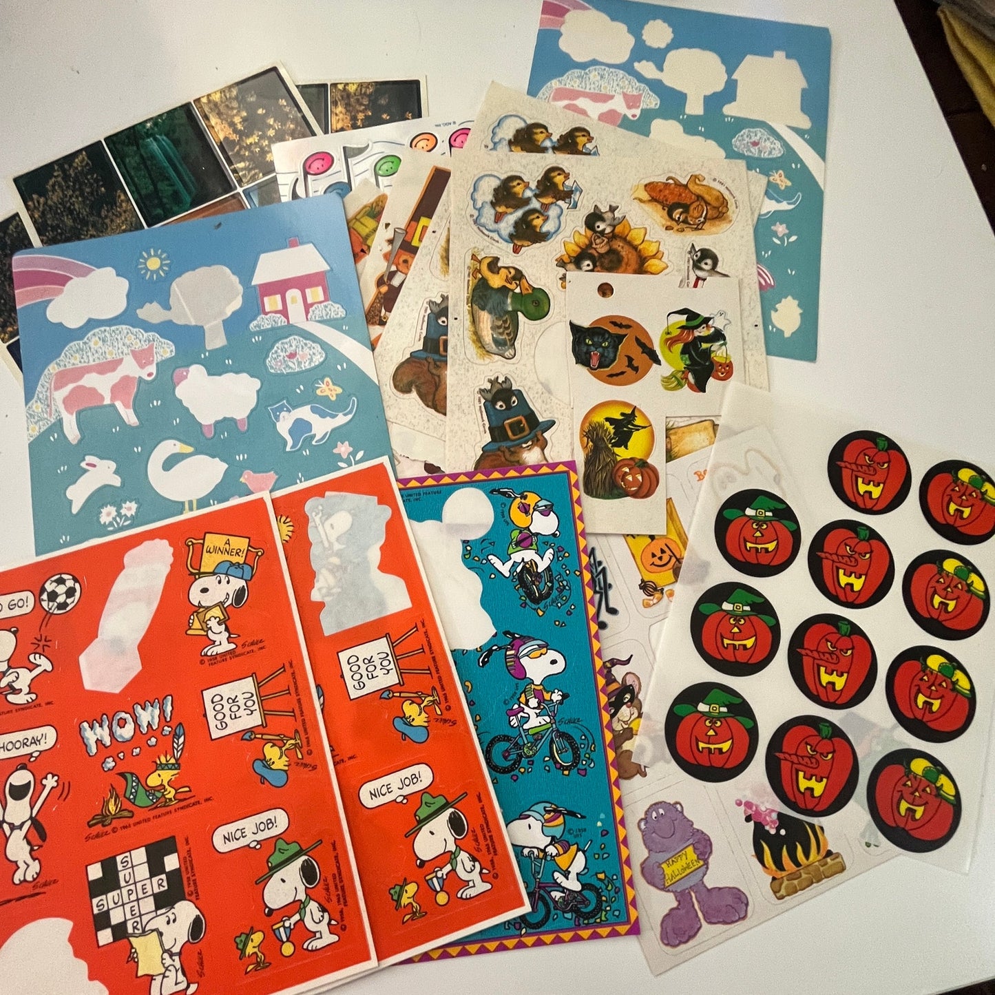 Lot of Vintage Retro Sticker Sheets Peanuts Halloween Music Fall Snoopy J17