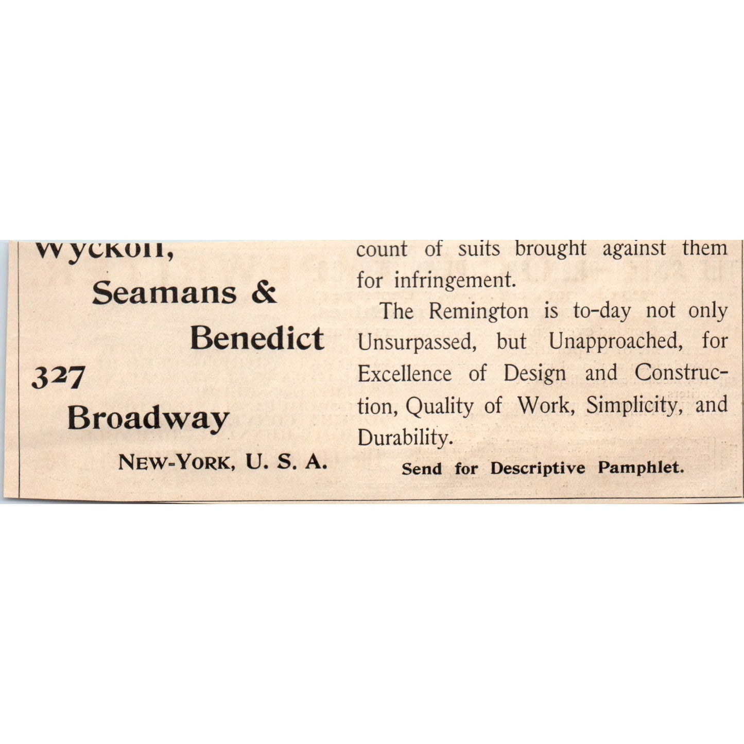 The Smith Premier Typewriter Co Syracuse NY 1892 Magazine Ad AK6-H1