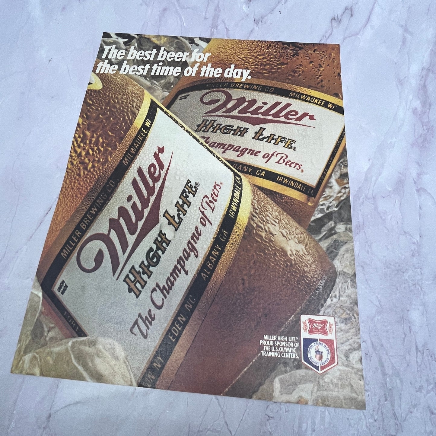 Miller High Life Sponsor of the 1984 US Olympic Training Centers 1984 Ad V14-7