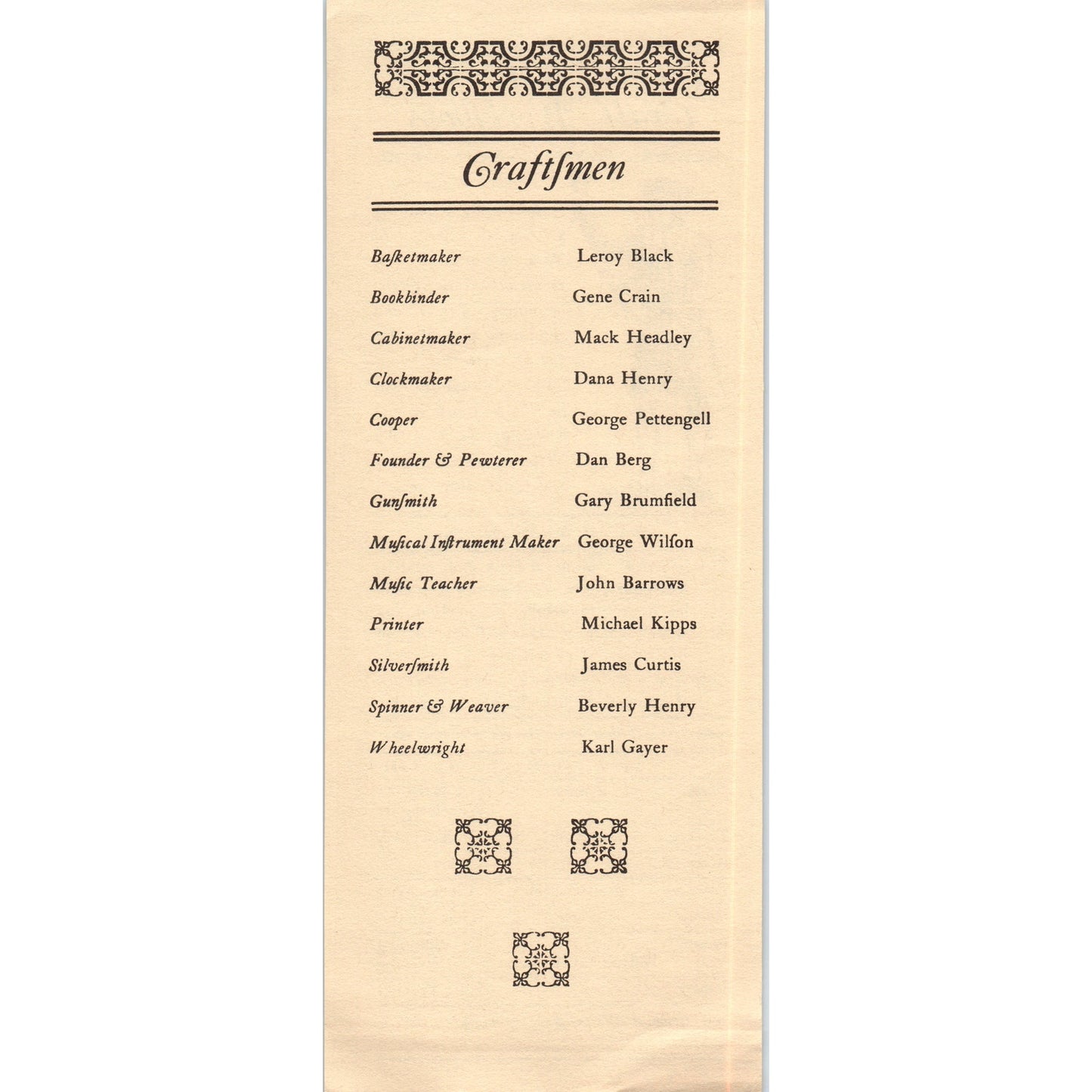 1976 Colonial WIlliamsburg Craft Workshops Bicentennial Travel Leaflet TF4-BD