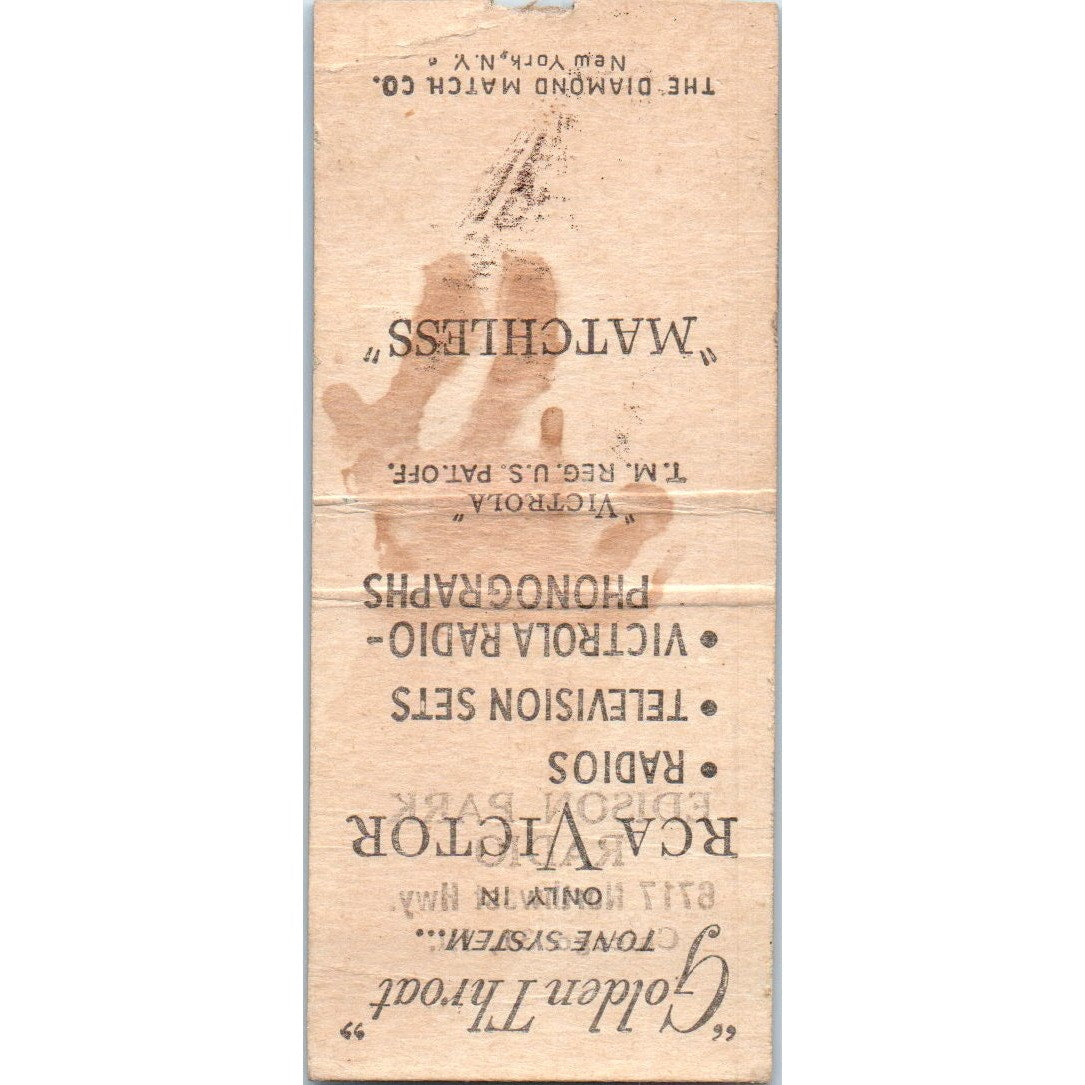 RCA Victor Edison Park Radio Chicago Vintage Matchbook Cover SD2-Y13