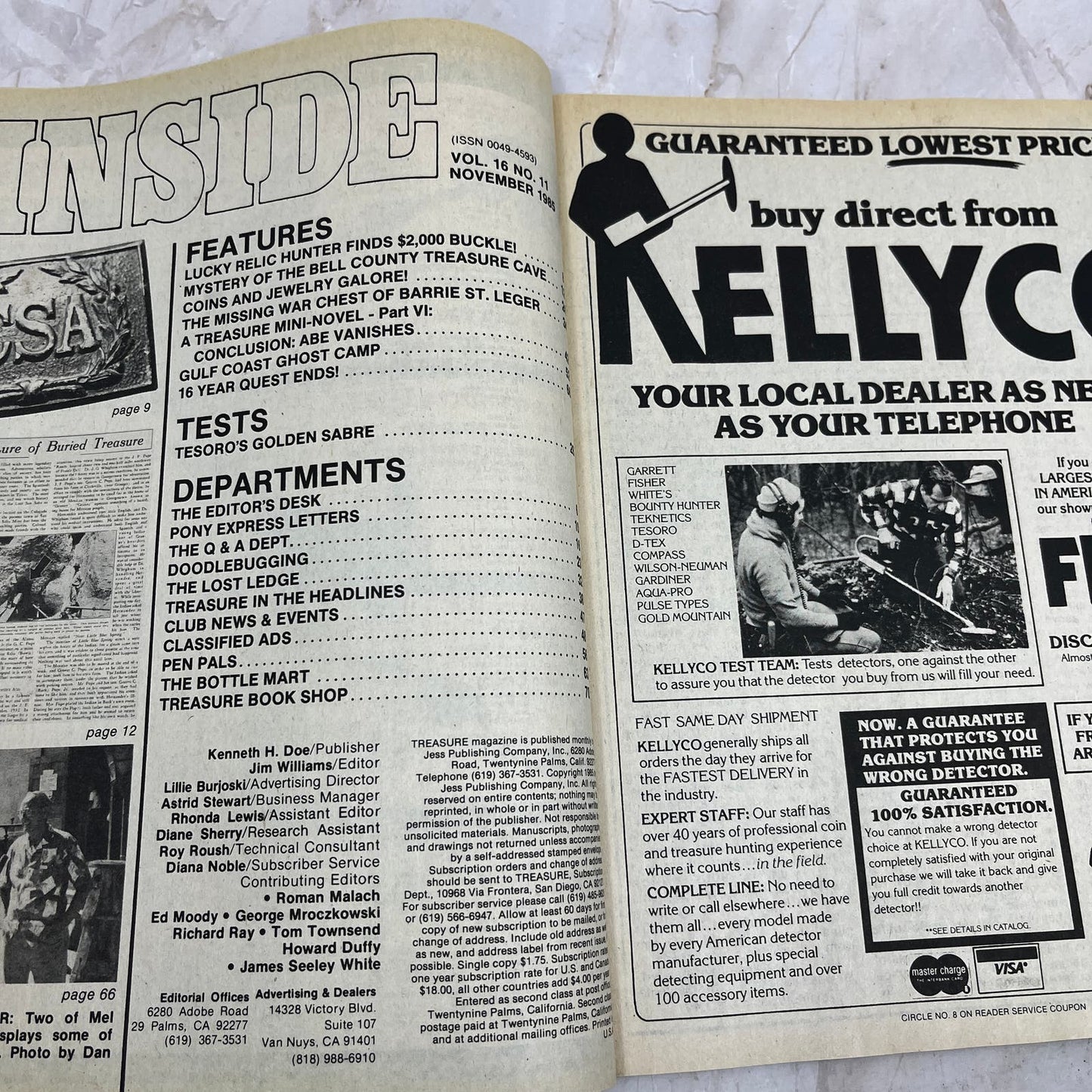 1985 Nov - Treasure Magazine - Treasure Hunting Metal Detecting Gold Coins M10