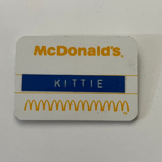 Vintage 1980s McDonald's Employee Nametag "Kittie" Pinback Button TB7-PB3