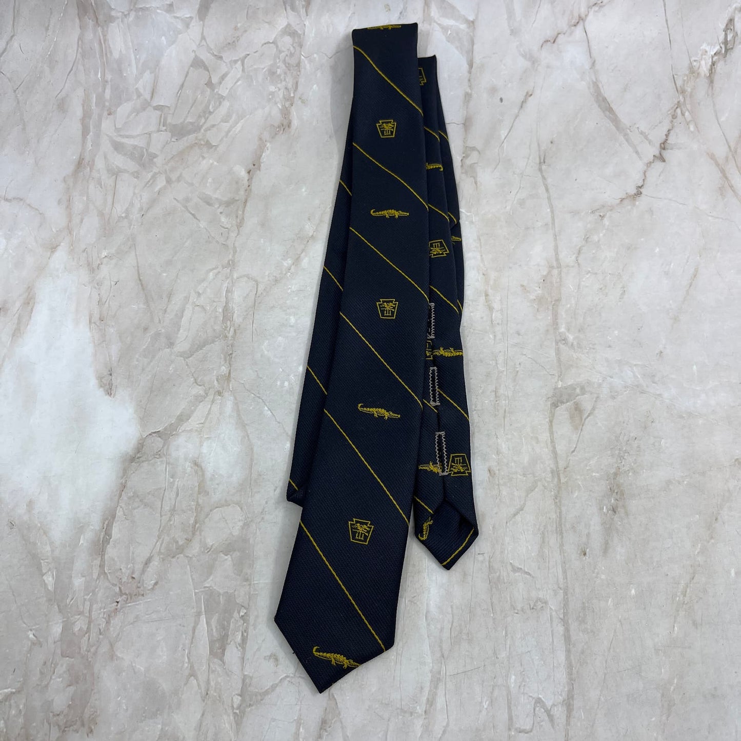 Retro Men's Prince Consort Fortrel Polyester Blue Necktie Tie TG9-T2