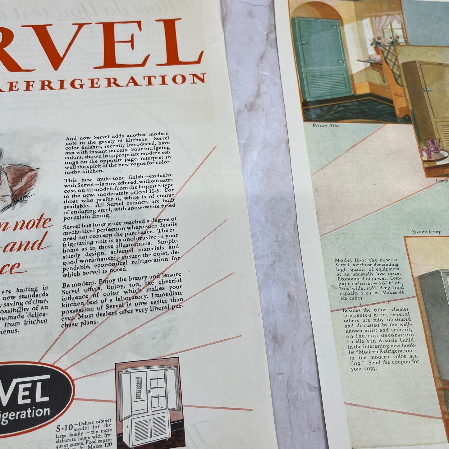 Servel Electric Refrigeration 2 Pages 1928 Original Magazine Advertisement FL6-8