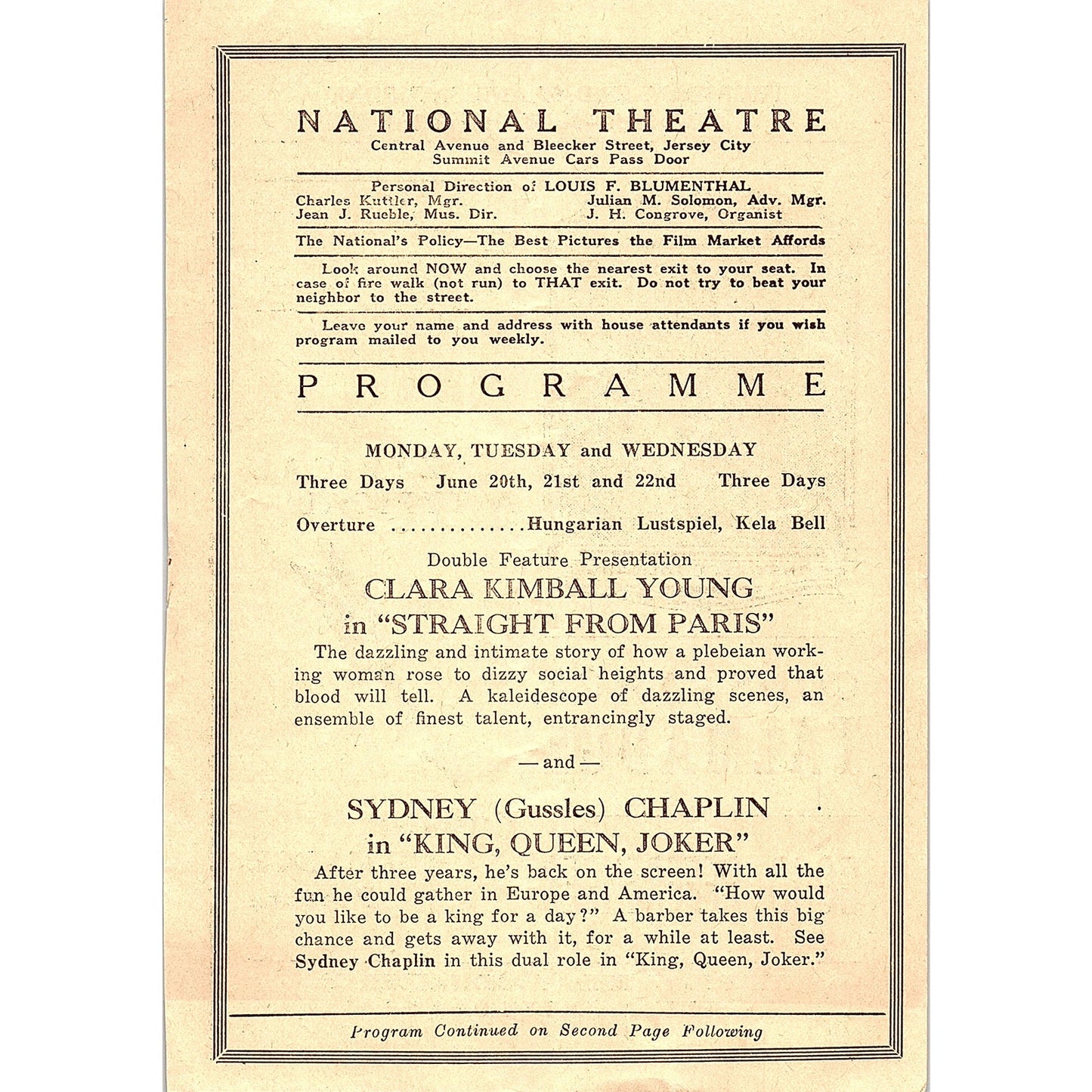 Constance Talmadge in Good References National Theatre NJ 1920s Ad AF3-8