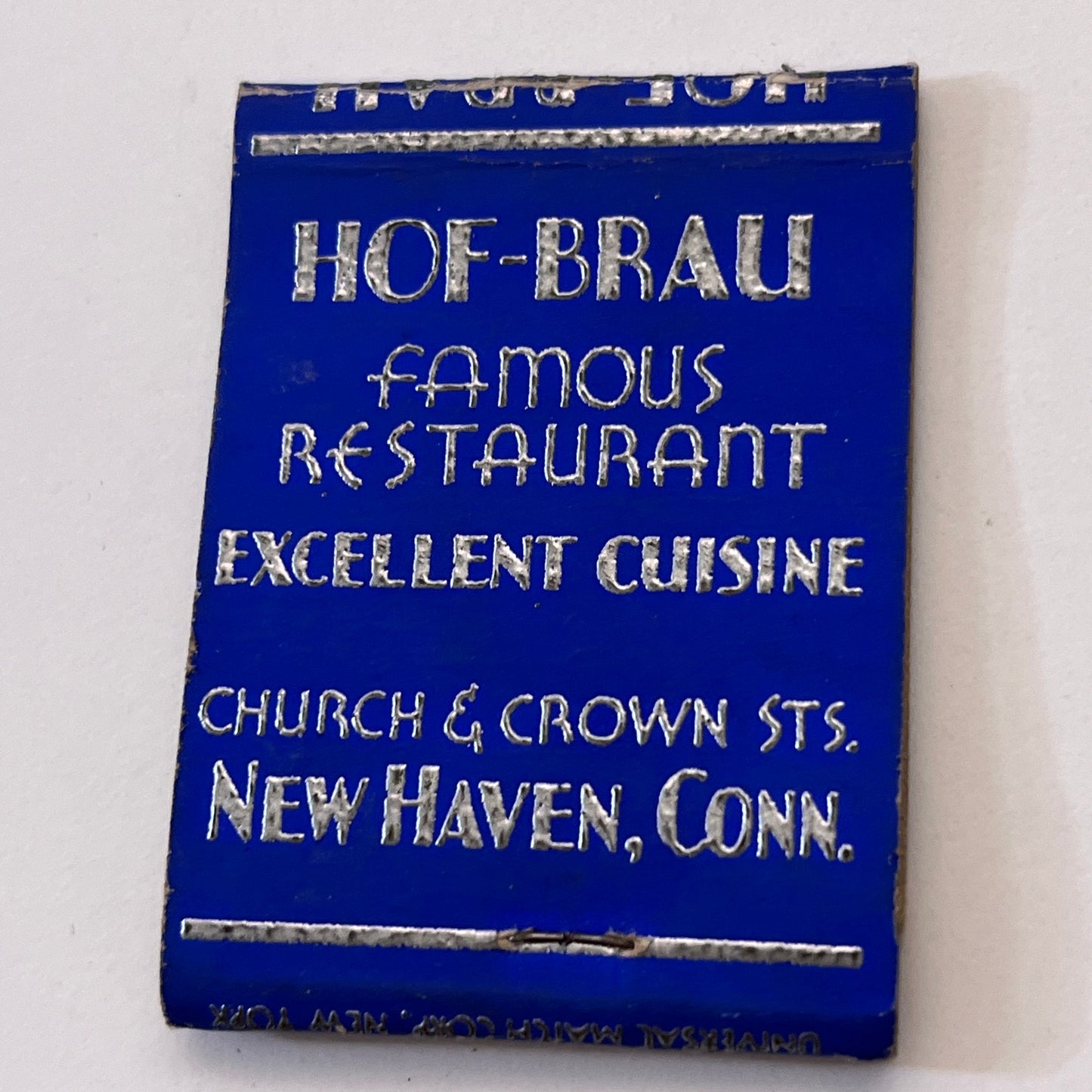 Hofbrauhaus Church & Crown St New Haven CT Vintage Matchbook Cover TB8-MB3-5