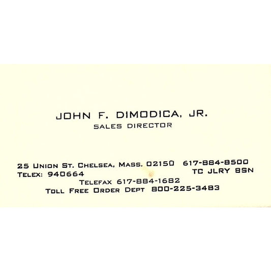 John F Dimodica Jr Chelsea MA Vintage Business Card SC9-B7