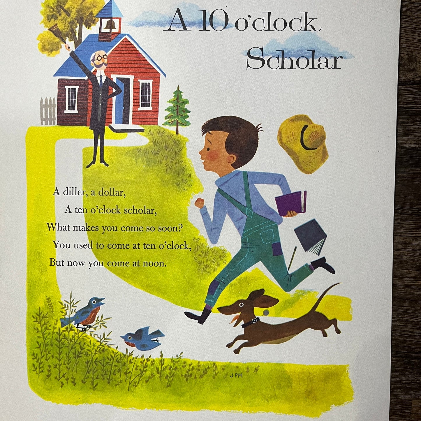 A 10 O'Clock Scholar - Vtg Dale Maxy Mother Goose Lithograph Art Print 11x14 V9