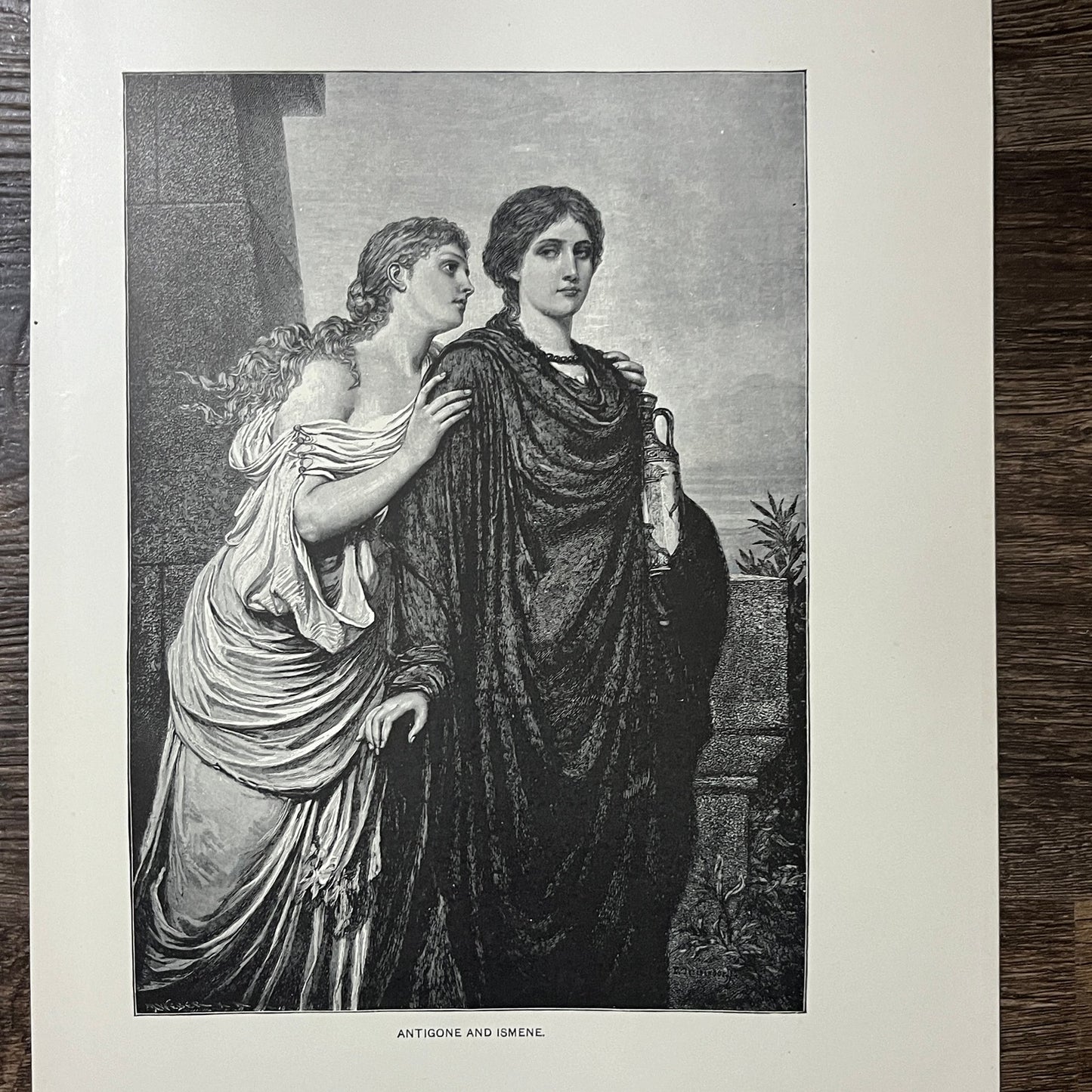 Antigone and Ismene Emil Teschendorff Antique Engraving 9x12 V10