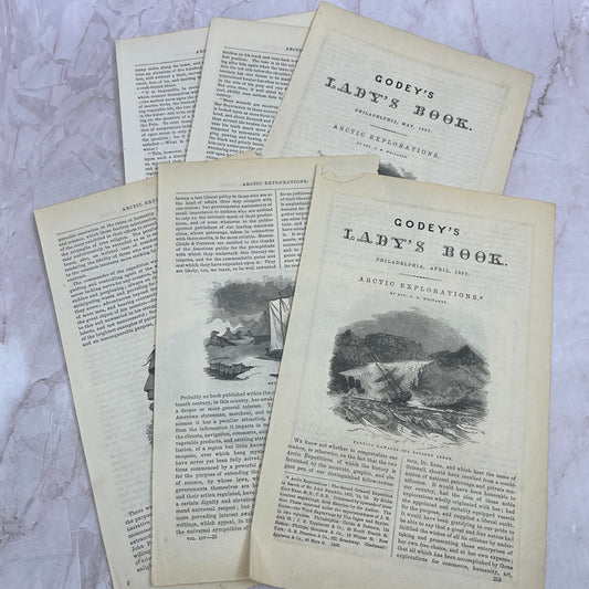 1857 Original 6 Page Article on Arctic Explorations 2nd Grinnell Expedition D19