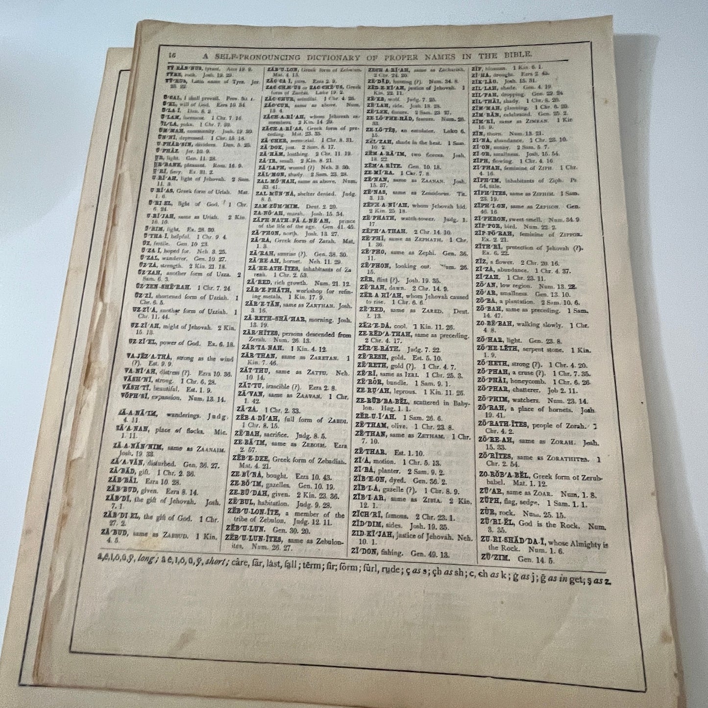 Vowel & Consonant, Name Pronunciation of the Bible 1892 Book Engravings TK2