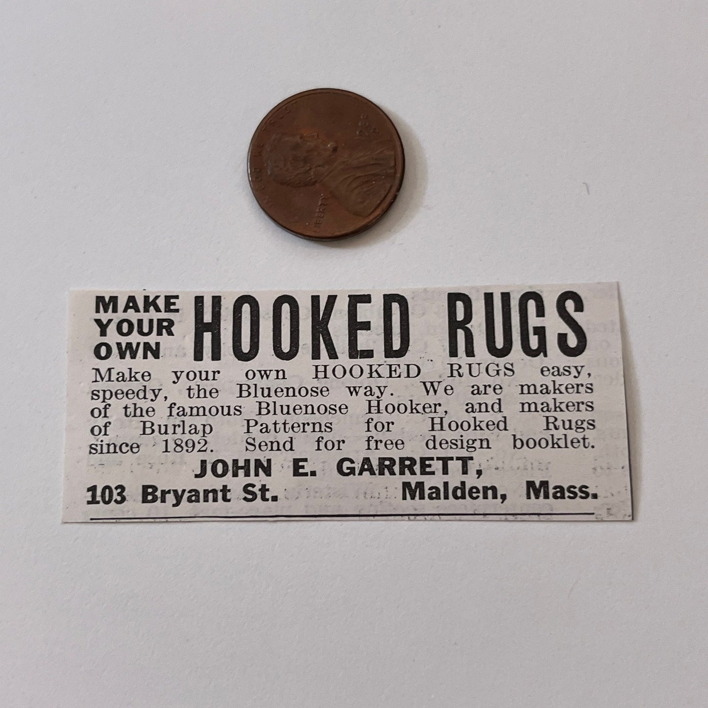Hooked Rugs John E. Garrett Malden MA 1936 Ad SAG4-M4