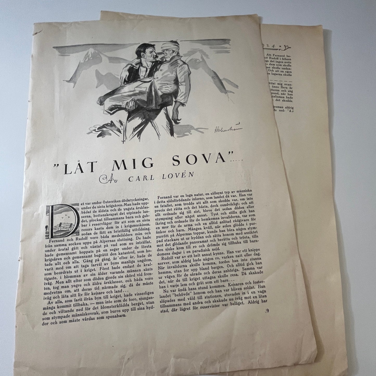 Låt Mig Sova by Carl Lovén 2 Pages 1924 Swedish Story V27-4