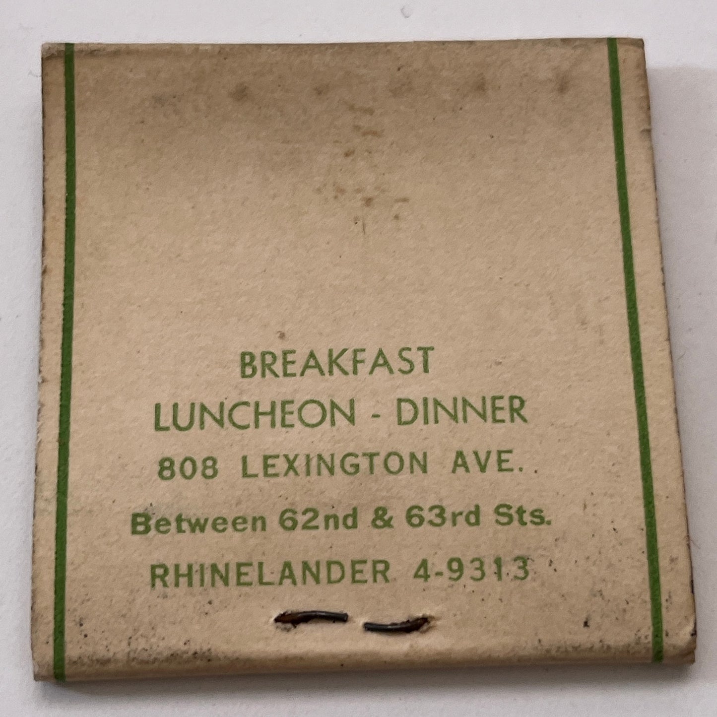 Susan Prince Restaurant 808 Lexington Ave Vintage Matchbook Cover TB8-MB3-3