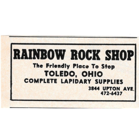 Rainbow Rock Shop Toledo Ohio 1971 Magazine Ad AD8-O3