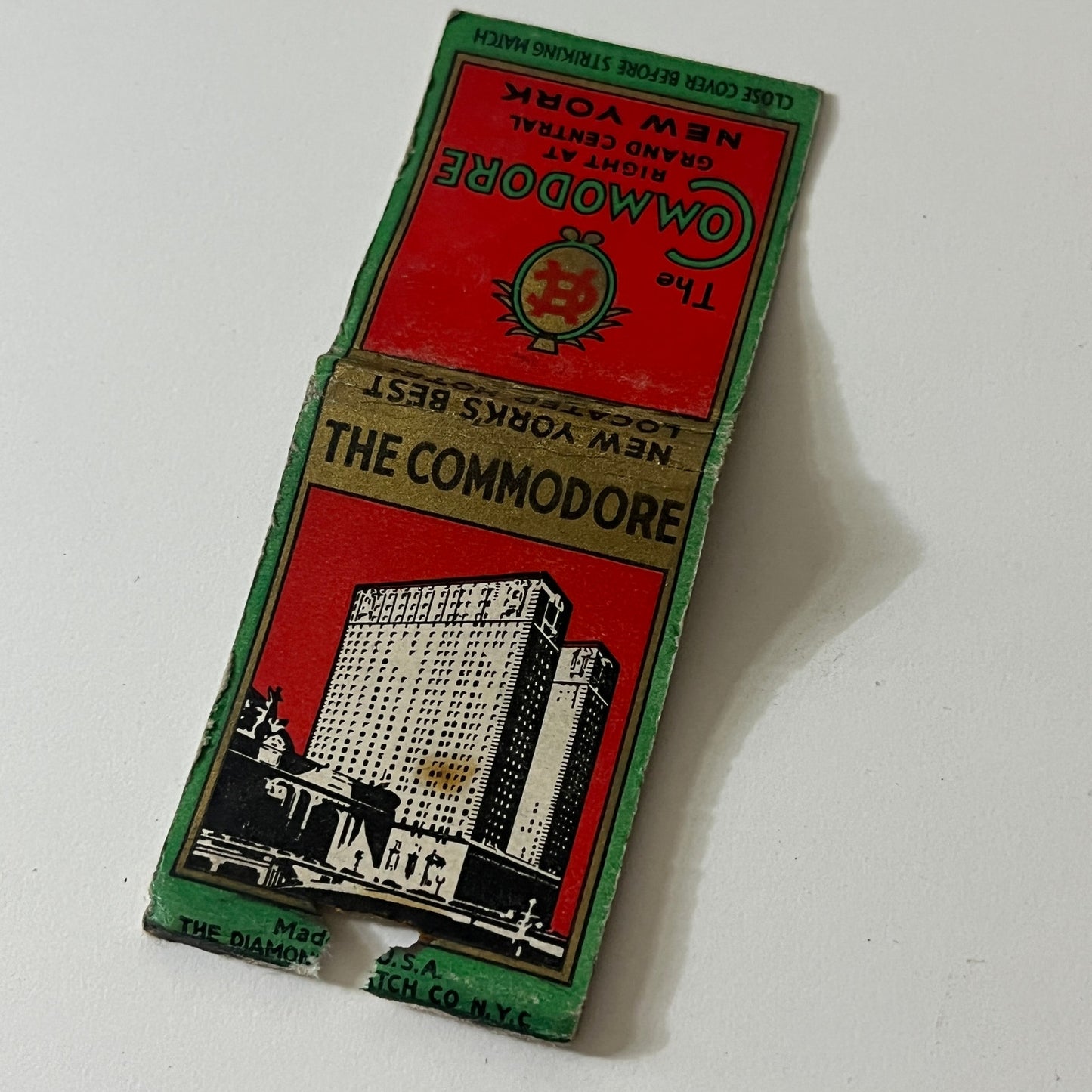 The Commodore Hotel Grand Central New York Vintage Matchbook TB6-MB2-11